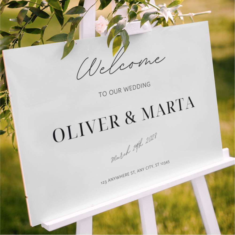 Panou Welcome Nunta - white Elegance 50x70 cm