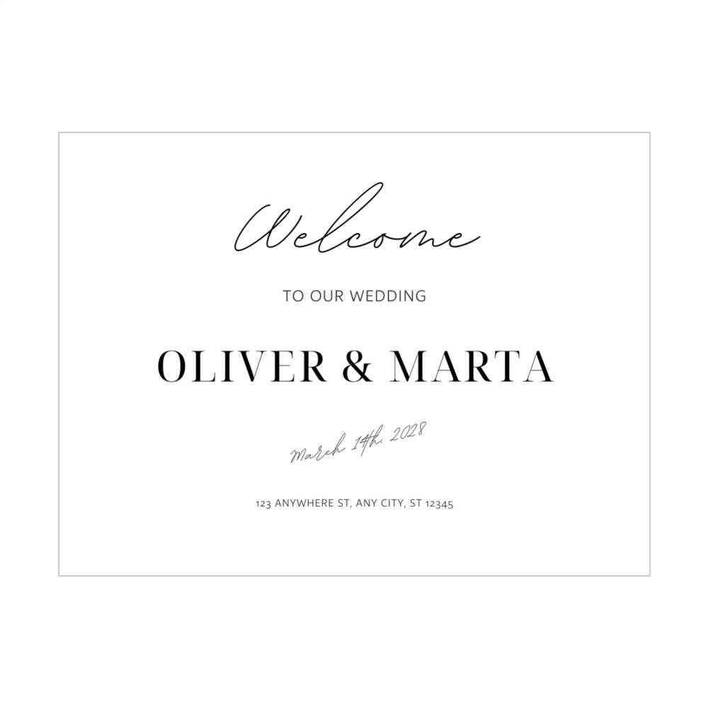 Panou Welcome Nunta - white Elegance 50x70 cm