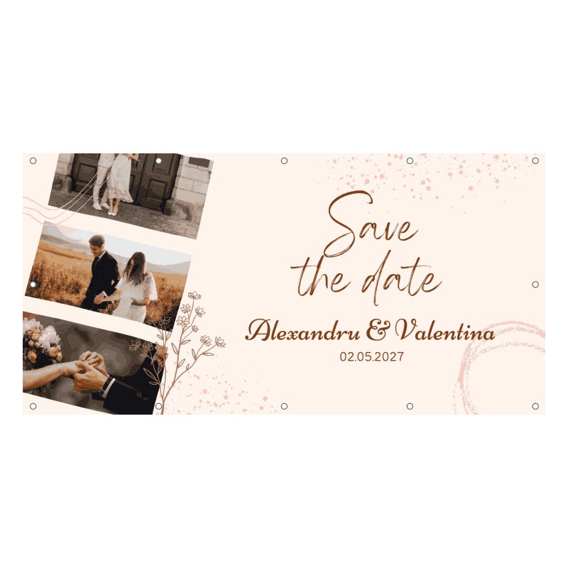 Banner Save the Date Nuntă cu Fotografii – Design Romantic Personalizat