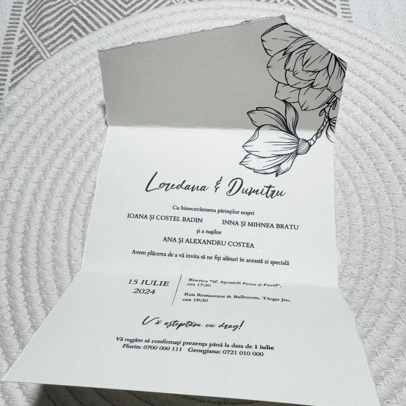 „Olive Handcrafted” – Invitație de Nuntă cu Hârtie Manuală și Sigiliu Ceară