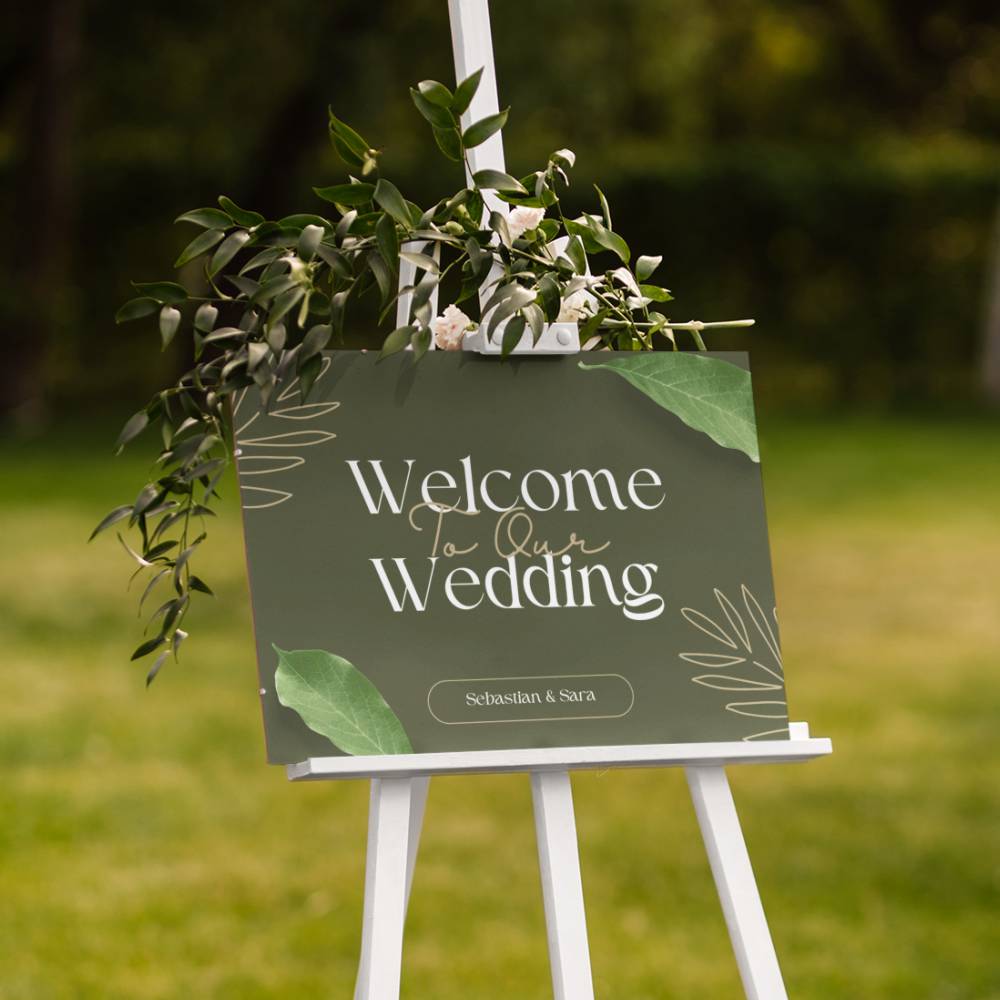 Panou Welcome Nunta - Olive Universe 50x70 cm