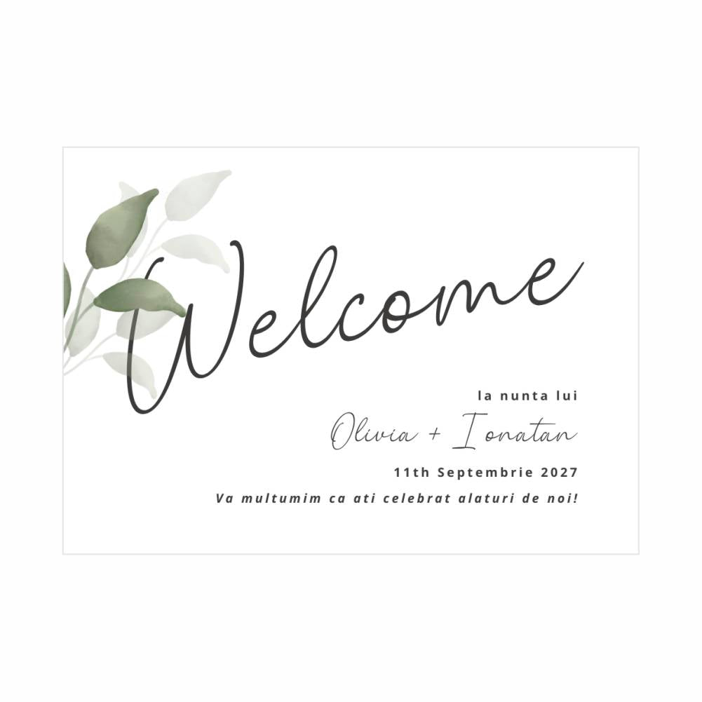 Panou Welcome Nunta - Botanic Elegance 50x70 cm