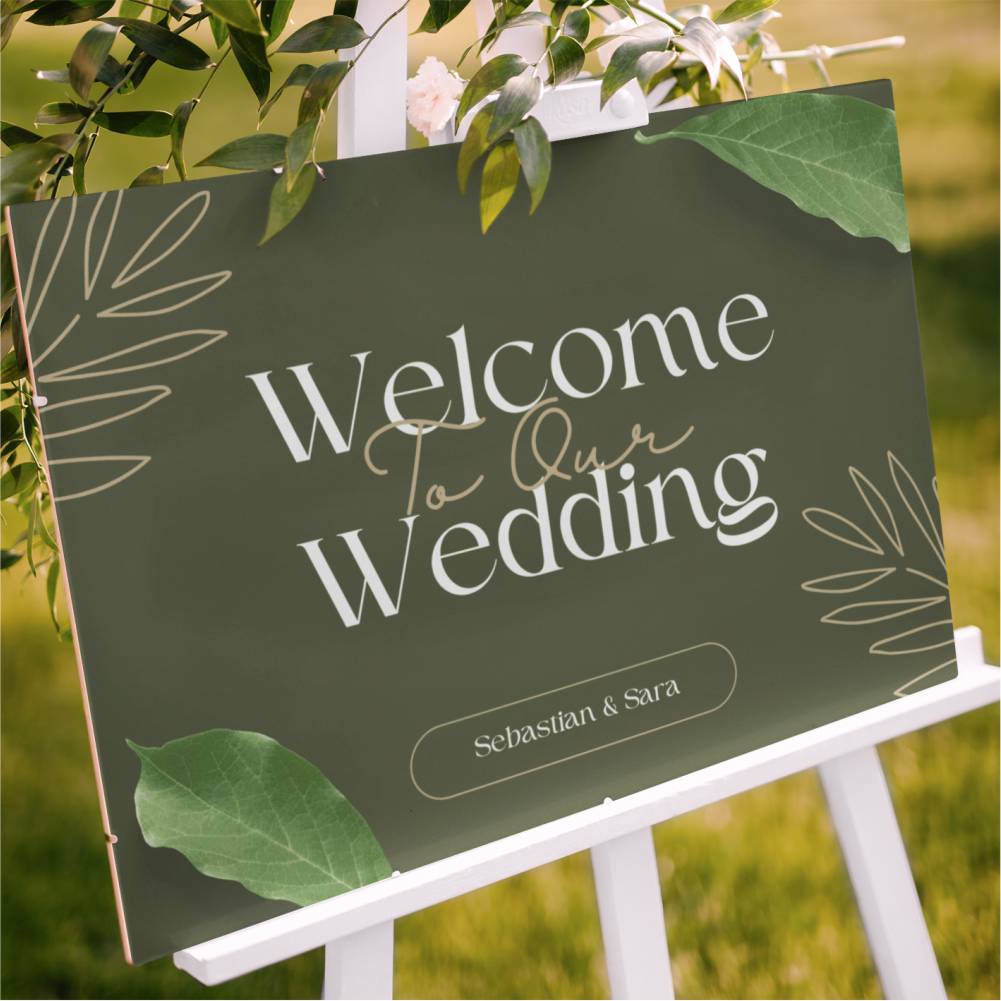 Panou Welcome Nunta - Olive Universe 50x70 cm