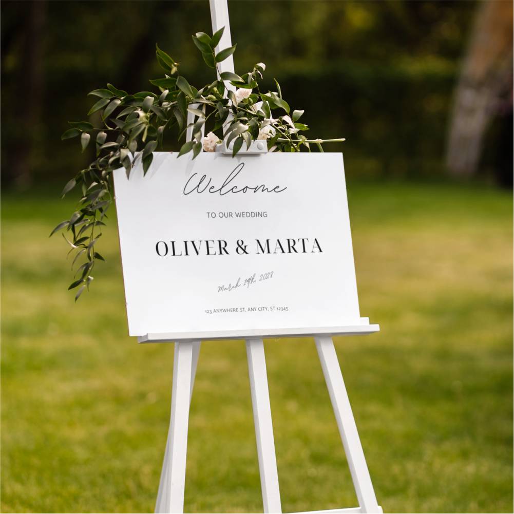 Panou Welcome Nunta - white Elegance 50x70 cm